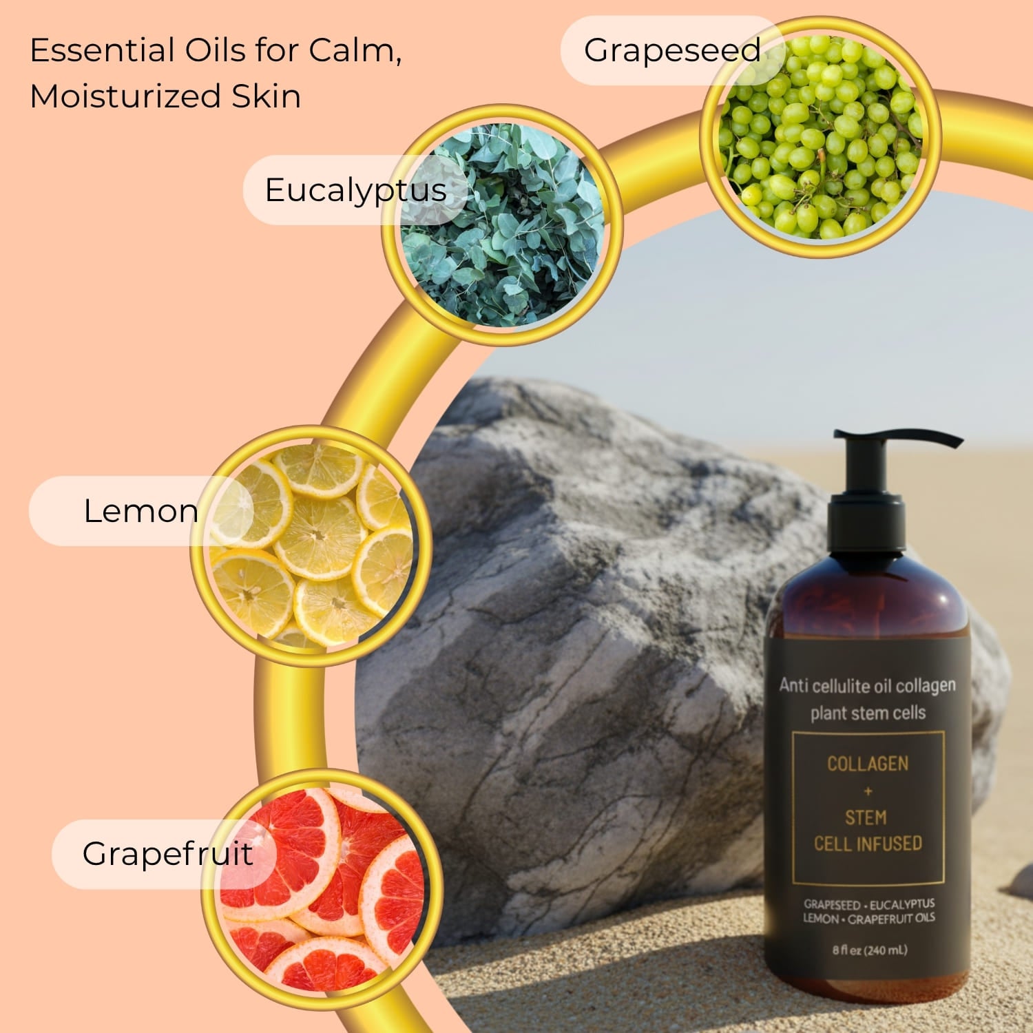 Anti cellulite oil collagen plant stem cells