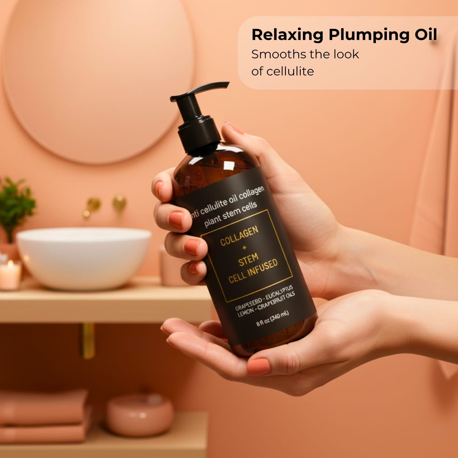 Anti cellulite oil collagen plant stem cells